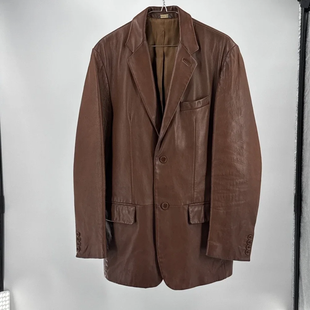 Vintage Banana Republic Leather Blazer Size 40R Brown